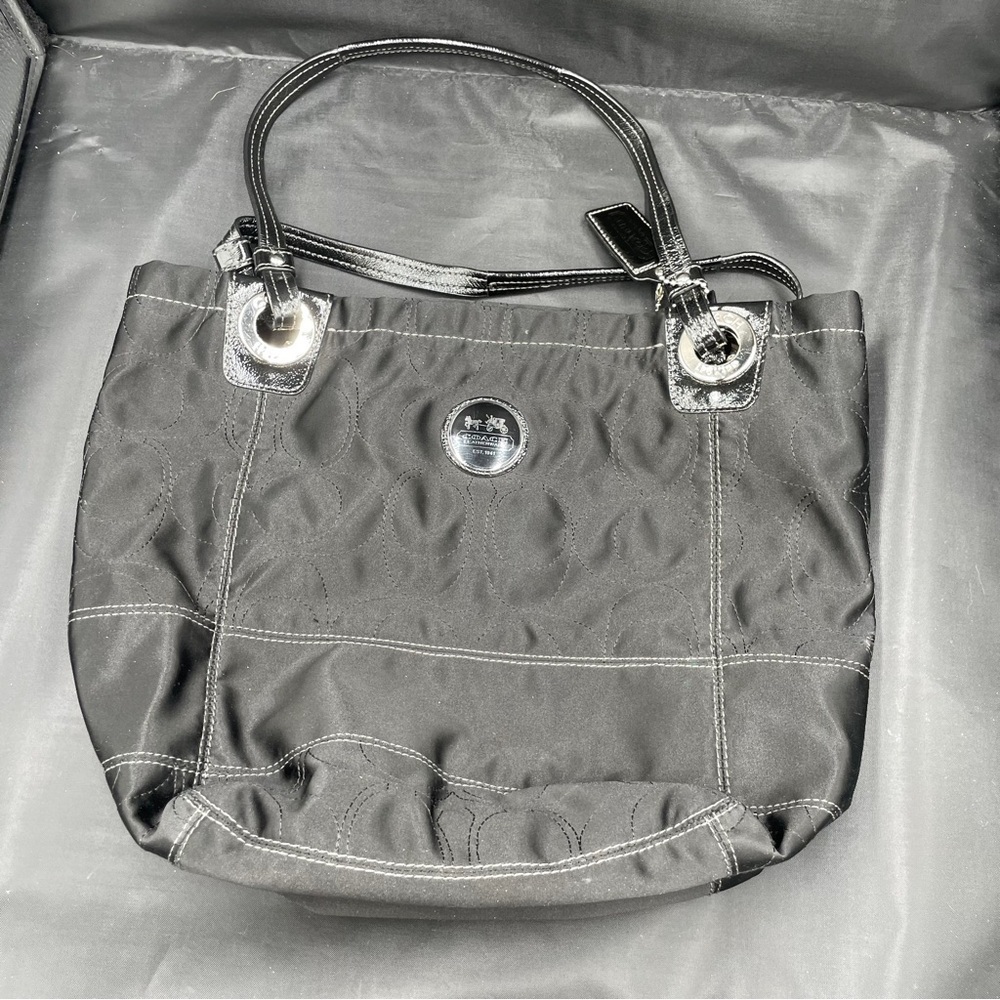 Coach Signature Black Monogram Tote Bag